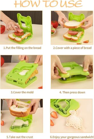Sandwich Cutter and Sealer | Leak-Proof Press for Perfect Shapes | Seals Thick Sandwiches | Dishwasher Safe, BPA-Free (Green) in Saudi Arabia