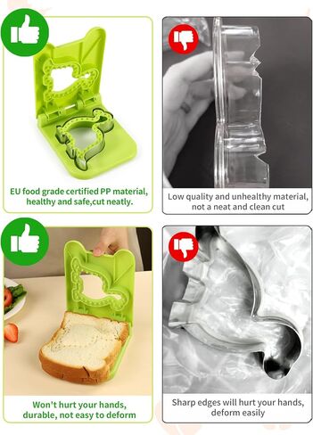 Sandwich Cutter and Sealer | Leak-Proof Press for Perfect Shapes | Seals Thick Sandwiches | Dishwasher Safe, BPA-Free (Green) in Saudi Arabia