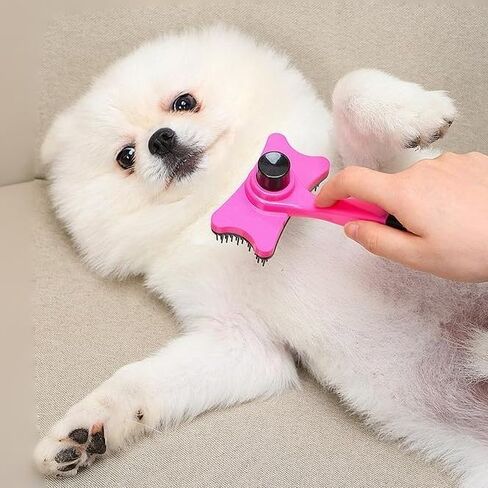 Pet Comb - Press-to-Release Design for Easy Hair Removal, Gentle on Pets, Durable & Comfortable to Hold Blue in Saudi Arabia
