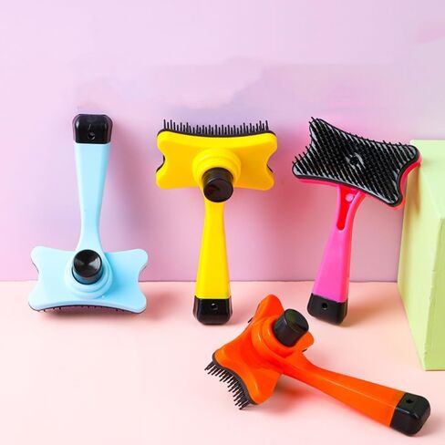 Pet Comb - Press-to-Release Design for Easy Hair Removal, Gentle on Pets, Durable & Comfortable to Hold Blue in Saudi Arabia