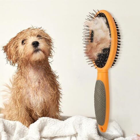 Double-Sided Pet Combs, Grooming Brush Pet Massaging Tool Suitable for Dog & Cat with Long or Short Hair (9.06"×2.20", Orange) in Saudi Arabia
