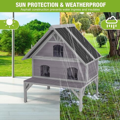 GUTINNEEN Outdoor Cat House Large Insulated Cat House Indestructible Weatherproof Feral Cat Shelter with Openable Hinged Roof, Escape Door for 1-4 Feral Barn Cats (Winter-Ready, 39.1"x18.5"x19.1") in Saudi Arabia