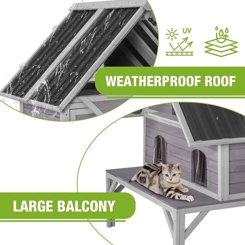 GUTINNEEN Outdoor Cat House Large Insulated Cat House Indestructible Weatherproof Feral Cat Shelter with Openable Hinged Roof, Escape Door for 1-4 Feral Barn Cats (Winter-Ready, 39.1"x18.5"x19.1") in Saudi Arabia