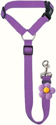 Dog Seat Belt for Car, Dog Seatbelt Car Harness Accessories, Pet Harness Small Sized Safety Leash Ring Cat Pet Seat Belt with Flower Headrest Retractable Leash Safety Tether(Black) in Saudi Arabia
