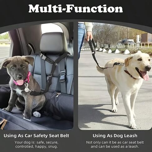 Dog Seat Belt for Car, Dog Seatbelt Car Harness Accessories, Pet Harness Small Sized Safety Leash Ring Cat Pet Seat Belt with Flower Headrest Retractable Leash Safety Tether(Black) in Saudi Arabia