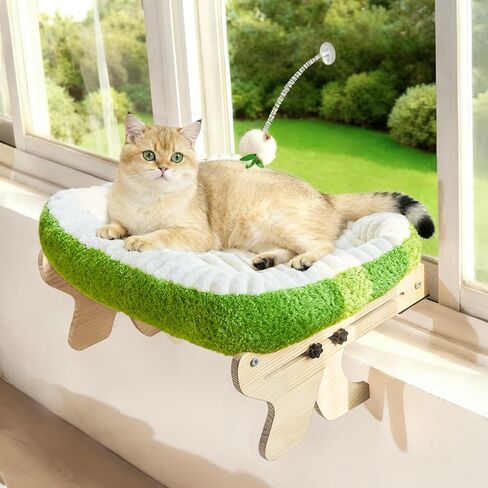 cat Window Perch for Indoor Cats Large Window Hammock with Washable Cover Suitable for All Seasons cat Window Bed for Adults Cats and Kittens(Plant Green) in Kuwait