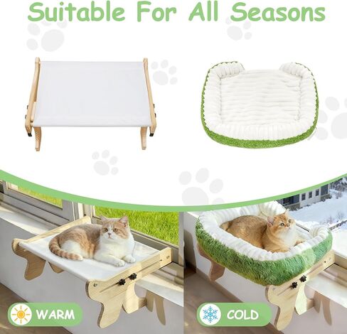 cat Window Perch for Indoor Cats Large Window Hammock with Washable Cover Suitable for All Seasons cat Window Bed for Adults Cats and Kittens(Plant Green) in Kuwait