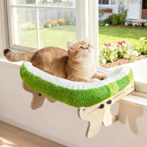 cat Window Perch for Indoor Cats Large Window Hammock with Washable Cover Suitable for All Seasons cat Window Bed for Adults Cats and Kittens(Plant Green) in Kuwait