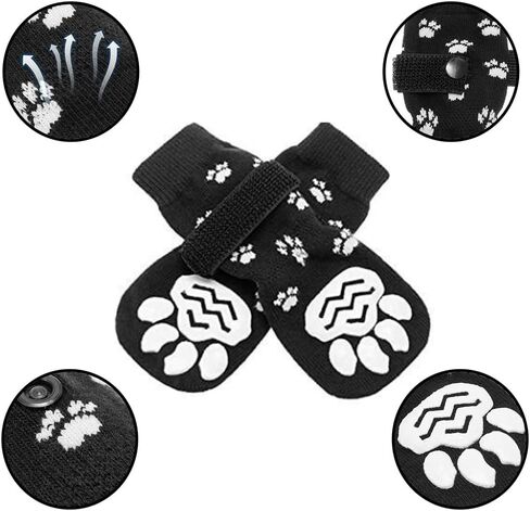 Pet Socks & Boots for Cats and Dogs, Waterproof Non-Slip Shoes for Small & Large Breeds, Outdoor Protection for Paws, Anti-Slip Design for Comfort & Safety, Black in Saudi Arabia