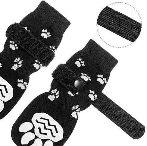 Pet Socks & Boots for Cats and Dogs, Waterproof Non-Slip Shoes for Small & Large Breeds, Outdoor Protection for Paws, Anti-Slip Design for Comfort & Safety, Black in Saudi Arabia