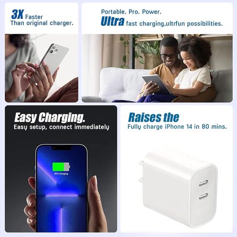 USB C Charger Block ، محول Type Carge Type-C ، شاحن جدار USB للهاتف 16/16 Pro/16 Pro Max/15/15 Plus/15 Pro/15 Pro Max in Kuwait