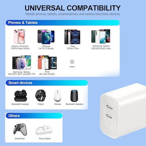 USB C Charger Block ، محول Type Carge Type-C ، شاحن جدار USB للهاتف 16/16 Pro/16 Pro Max/15/15 Plus/15 Pro/15 Pro Max in Kuwait