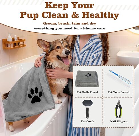 مجموعة لوازم الجراء للمبتدئين - مجموعة مستلزمات الجراء ومستلزمات الكلاب للكلاب الصغيرة، تتضمن أوعية وألعابًا وفرشاة أسنان وحقيبة مكافآت وأكثر من ذلك، هدايا ترحيب منزلية لجراءك الجدد - باللون الوردي in Kuwait