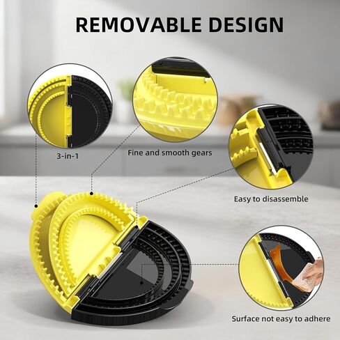 مانع تسرب التورتيلا، صانعة الكساديلا 3 في 1 مع 8.8+7.5+5.8 بوصة، مكشكش بوريتو قابل للإزالة للبوريتوس، التاكو، الفطائر، كالزون، الزلابية (أسود أصفر) in Kuwait