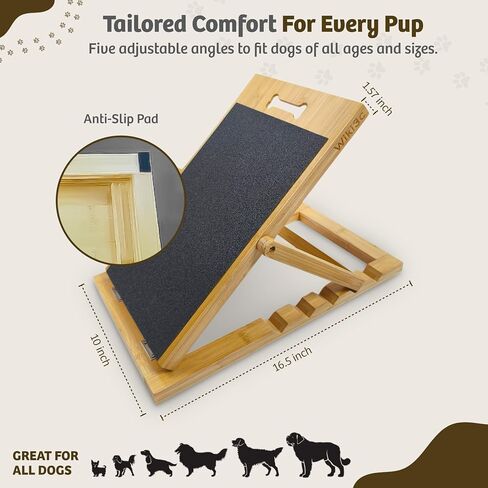 Solid Bamboo Dog Nail Scratch Board – 5 Adjustable Angles for Trimming & Filing – Includes Clip-On Silicone Treat Pouch for Training in Saudi Arabia
