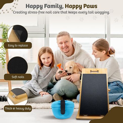 Solid Bamboo Dog Nail Scratch Board – 5 Adjustable Angles for Trimming & Filing – Includes Clip-On Silicone Treat Pouch for Training in Saudi Arabia