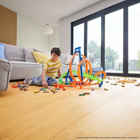 Hot Wheels Track Set, Epic Crash Dash with 5 Crash Zones, Motorized Booster and 1 Hot Wheels 1:64 Scale Toy Car, Easy Storage in Saudi Arabia