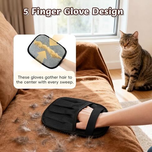 قفازات إزالة شعر الحيوانات الأليفة، قطعتان مزدوجتان لإزالة شعر الكلاب والقطط، قفازات قابلة لإعادة الاستخدام للعناية بالقطط والكلاب مناسبة للأريكة، والأثاث، وإزالة الشعر، والتزيين، وأداة تنظيف الحيوانات الأليفة in Kuwait