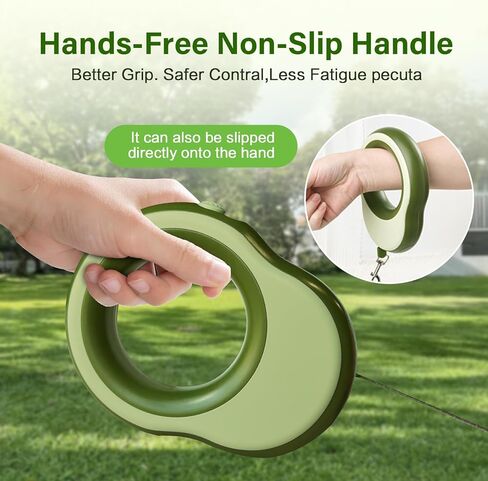 مقود كلب قابل للسحب، مقود قابل للسحب بطول 11.5 قدم للكلاب بوزن 0-55 رطل، قفل بيد واحدة، شريط نايلون عاكس قوي خالٍ من التشابك بزاوية 360 درجة، مثالي للكلاب المتوسطة والكبيرة، باللون الأخضر in Kuwait