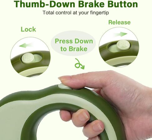 مقود كلب قابل للسحب، مقود قابل للسحب بطول 11.5 قدم للكلاب بوزن 0-55 رطل، قفل بيد واحدة، شريط نايلون عاكس قوي خالٍ من التشابك بزاوية 360 درجة، مثالي للكلاب المتوسطة والكبيرة، باللون الأخضر in Kuwait