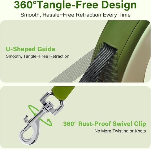 مقود كلب قابل للسحب، مقود قابل للسحب بطول 11.5 قدم للكلاب بوزن 0-55 رطل، قفل بيد واحدة، شريط نايلون عاكس قوي خالٍ من التشابك بزاوية 360 درجة، مثالي للكلاب المتوسطة والكبيرة، باللون الأخضر in Kuwait