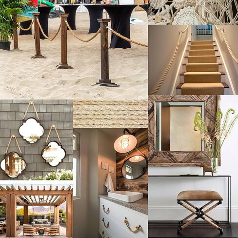 حبل السيزال البرازيلي الفاخر، ألياف طبيعية 100% سيزال، متين للغاية، خالي من المواد الكيميائية، مثالي للاستخدام المنزلي، القطط، استبدال عمود الخدش، ديكور المنزل، الحديقة، الصناعة اليدوية (1/4 بوصة 100 قدم / 6 مم 30 م) in Kuwait