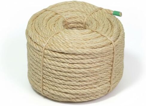 حبل السيزال البرازيلي الفاخر، ألياف طبيعية 100% سيزال، متين للغاية، خالي من المواد الكيميائية، مثالي للاستخدام المنزلي، القطط، استبدال عمود الخدش، ديكور المنزل، الحديقة، الصناعة اليدوية (1/4 بوصة 100 قدم / 6 مم 30 م) in Kuwait