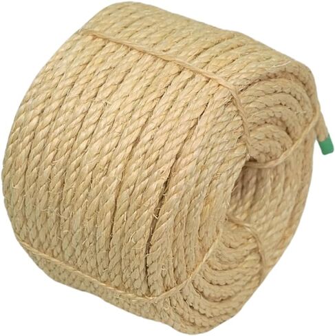 حبل السيزال البرازيلي الفاخر، ألياف طبيعية 100% سيزال، متين للغاية، خالي من المواد الكيميائية، مثالي للاستخدام المنزلي، القطط، استبدال عمود الخدش، ديكور المنزل، الحديقة، الصناعة اليدوية (1/4 بوصة 100 قدم / 6 مم 30 م) in Kuwait