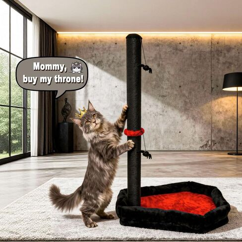 عمود خدش للقطط القوطية مع سرير، جهاز خدش للقطط بطول 86.36 سم للقطط الداخلية - عمود خدش حديث من السيزال مع ألعاب متدلية عنكبوتية للقطط الصغيرة والقطط البالغة in Kuwait