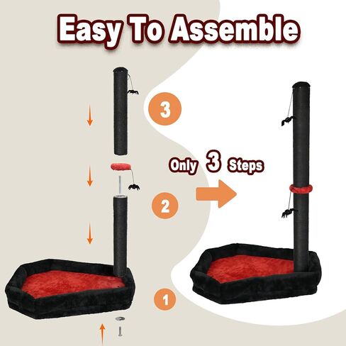 عمود خدش للقطط القوطية مع سرير، جهاز خدش للقطط بطول 86.36 سم للقطط الداخلية - عمود خدش حديث من السيزال مع ألعاب متدلية عنكبوتية للقطط الصغيرة والقطط البالغة in Kuwait