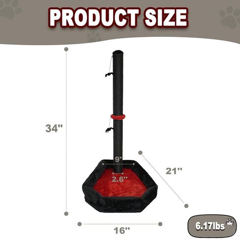 عمود خدش للقطط القوطية مع سرير، جهاز خدش للقطط بطول 86.36 سم للقطط الداخلية - عمود خدش حديث من السيزال مع ألعاب متدلية عنكبوتية للقطط الصغيرة والقطط البالغة in Kuwait