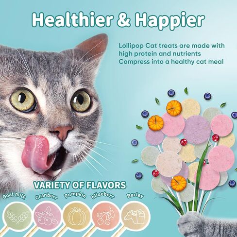 Lollipop Cat Treats, Freeze-Dried Lickable Snacks for Indoor Cats, Natural Soft Puree Wet Snacks Pops, Premium Cat Treats Lollipop Ideal for All Breeds and Ages Cats (Mixed (25 pcs)) in Saudi Arabia