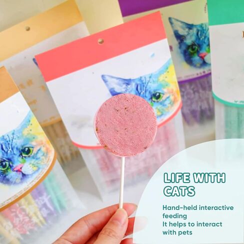 Lollipop Cat Treats, Freeze-Dried Lickable Snacks for Indoor Cats, Natural Soft Puree Wet Snacks Pops, Premium Cat Treats Lollipop Ideal for All Breeds and Ages Cats (Mixed (25 pcs)) in Saudi Arabia