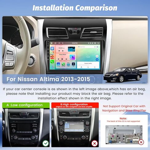 Roinvou 2+64G Android CarPlay Stereo for 2013-2015 Nissan Altima, Built-in Wireless CarPlay with Android Auto, 10.1'' Touchscreen in-Dash GPS Navigation Support Mirror Link BT FM RDS AHD in Saudi Arabia