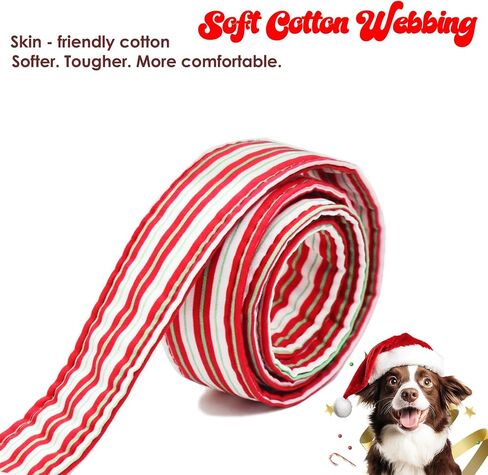 طوق كلب عيد الميلاد من Bubblepup، أطواق قطنية ناعمة للحيوانات الأليفة، أطواق كلب مخططة باللون الأحمر للكلاب الصغيرة والمتوسطة والكبيرة in Kuwait