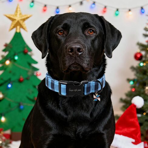 Unique Style Paws Christmas Dog Collar Plastic Buckle with Pendant Red Scottish Grid Cotton Puppy Collars for Small Medium Large Dogs in Saudi Arabia