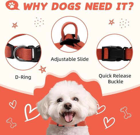 Pink Dog Collar for Large Dog, Breathable, Anti-Odor & Soft, Comfortable for Sensitive Skin Puppies, 90% Bamboo Rayon, Adjustable Quick-Release Buckle Pet Collar for Large Breeds (Orange Set, S) in Saudi Arabia