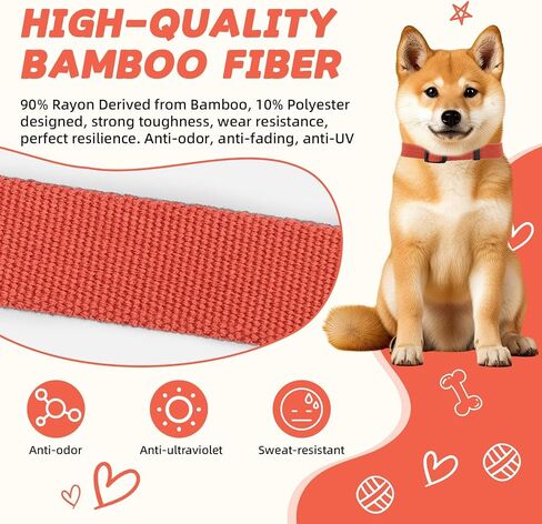 Pink Dog Collar for Large Dog, Breathable, Anti-Odor & Soft, Comfortable for Sensitive Skin Puppies, 90% Bamboo Rayon, Adjustable Quick-Release Buckle Pet Collar for Large Breeds (Orange Set, S) in Saudi Arabia