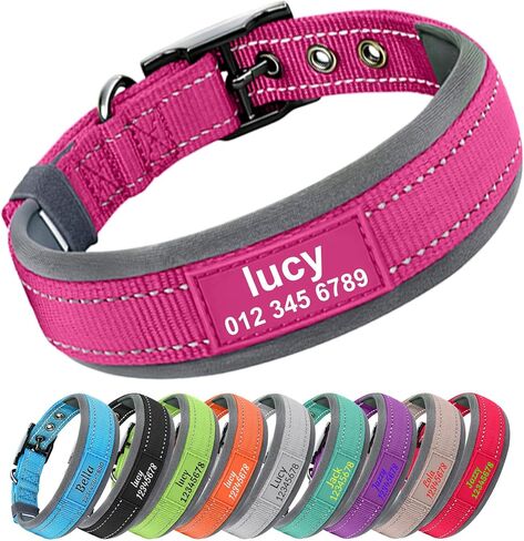 Personalized Dog Collar with Name and Phone Number | Durable Metal Buckle | Ultra Wide Soft Neoprene Padded | Reflective Dog Collar for Large Medium and Small Dogs in Saudi Arabia
