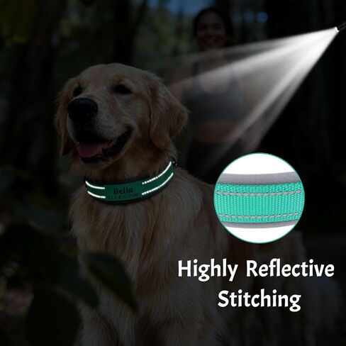 Personalized Dog Collar with Name and Phone Number | Durable Metal Buckle | Ultra Wide Soft Neoprene Padded | Reflective Dog Collar for Large Medium and Small Dogs in Saudi Arabia