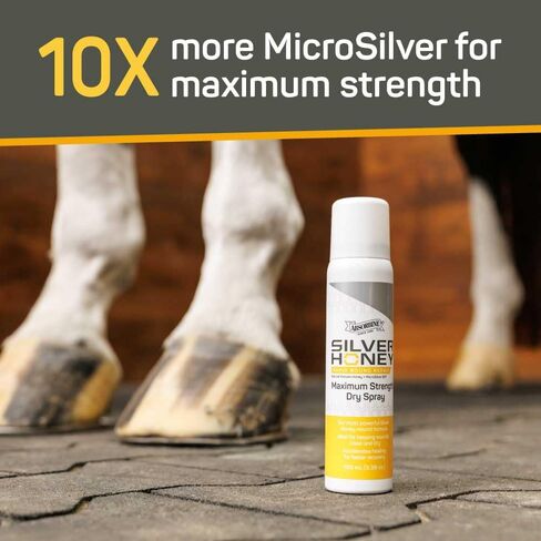 Silver Honey Rapid Wound Repair Maximum Strength Dry Spray 100 ml / 3.38 oz, Manuka Honey + MicroSilver BG, Equine First Aid & Wound Care in Kuwait