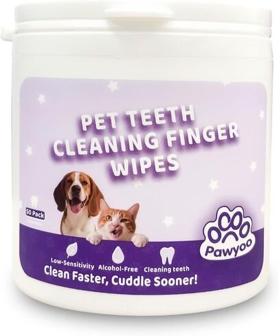 Cats Dogs Dental Care Finger Wipes - 50 PCS Tooth Brushing Kit Dental Wipes for Cats - Teeth Cleaning Finger Wipes for Dog & Cats - Reduces Plaque & Freshens Breath (CY_TeethWipes) in Saudi Arabia