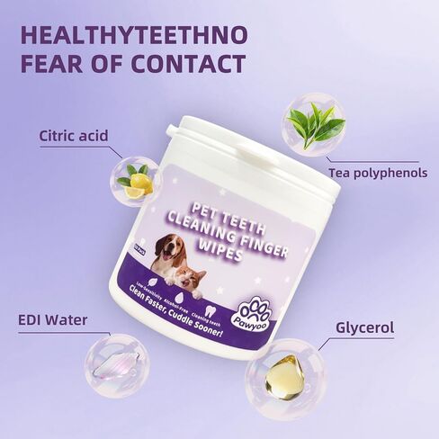 Cats Dogs Dental Care Finger Wipes - 50 PCS Tooth Brushing Kit Dental Wipes for Cats - Teeth Cleaning Finger Wipes for Dog & Cats - Reduces Plaque & Freshens Breath (CY_TeethWipes) in Saudi Arabia