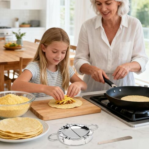 Tortilla Crimper Sealer, Stainless Steel Tortilla Crimper Sealer with Filling Spoon Practical Kitchen Burrito Maker Suitable for 6in/15cm Dumplings Tacos Pasties Quesadillas in Saudi Arabia