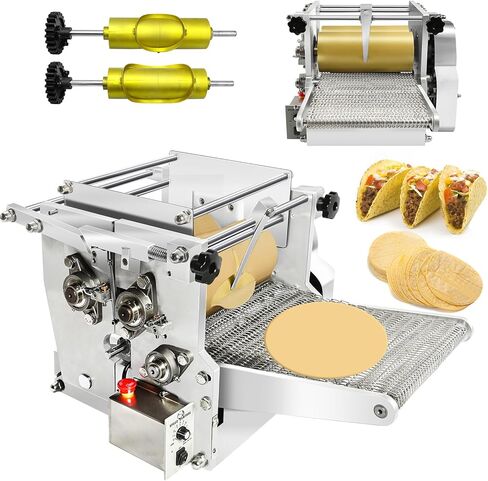 Electric Tortilla Maker, 2 Mold(4INCH+6INCH) Tortilla Maker Machine with Non-Stick Coating, 1.5MM-5.5MM Adjustable Thick Chapatti Machine for Sopes Roti Pita Tortilla Pizza, Gold in Saudi Arabia