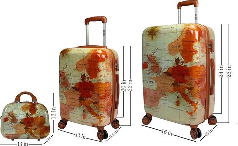 World Traveler Europe 2-Piece Carry-On Spinner Luggage Set with TSA Lock, Brown, One_Size in Kuwait