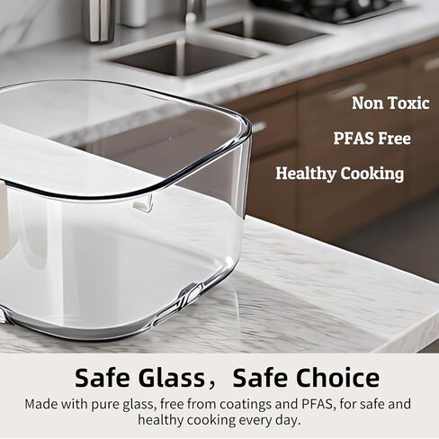 مقلاة هوائية زجاجية 4.2QT، بدون طلاء، 8-1 إعدادات مسبقة، وعاء زجاجي TempWare، تصميم شفاف، آمن للاستخدام في الفريزر وغسالة الأطباق، التحكم في درجة الحرارة حتى 400 درجة فهرنهايت، بيج كريمي in Kuwait