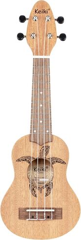 Ortega Guitars, 4-String Keiki Series Sopranino Ukulele with Turtle Etching, Right, Transparent ocean blue, (K1-BL) in Kuwait