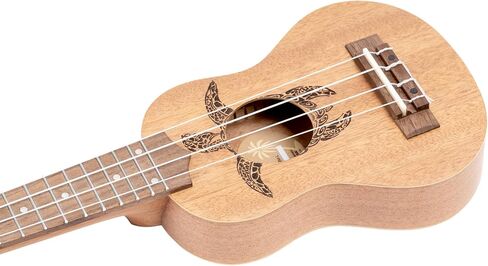 Ortega Guitars, 4-String Keiki Series Sopranino Ukulele with Turtle Etching, Right, Transparent ocean blue, (K1-BL) in Kuwait