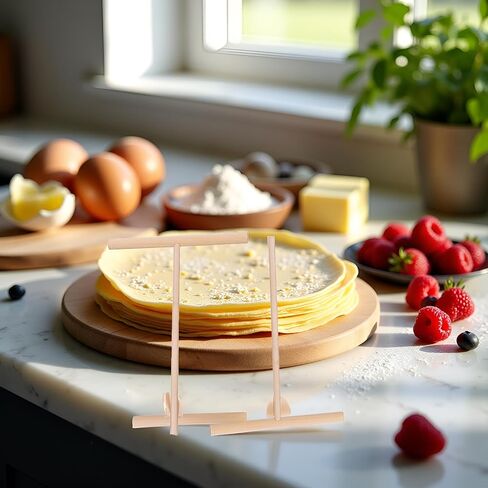 2 Pcs Crepe Spreader Wooden Crepe Maker, Spatula Pancake Batter Spreader, T-Shaped Tool Stick for Flat Tortilla Shells, Galettes-Round Food Pastry Tool, Crepe Makers in Saudi Arabia